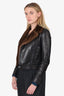 Saint Laurent 2018 Brown/Black Lambskin Leather/Mink Biker Jacket Size 34
