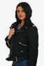 The Kooples Black Wool Biker Jacket Size M