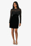 Sandro Black Velvet 'Karlie' Embellished Illusion Dress Size 34