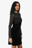 Sandro Black Velvet 'Karlie' Embellished Illusion Dress Size 34