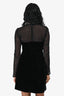 Sandro Black Velvet 'Karlie' Embellished Illusion Dress Size 34