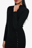 Sandro Black Wool 'Fabre Ruched' Leg Slit Midi Dress Size 34