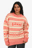 GANNI Wool Orange/Cream 'GANNI' Pullover Sweater Size XXS