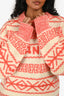 GANNI Wool Orange/Cream 'GANNI' Pullover Sweater Size XXS
