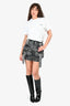 Fendi Grey Distressed Denim Mini Skirt Size 38