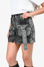 Fendi Grey Distressed Denim Mini Skirt Size 38