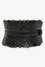 Alaïa Black Leather Wide Waist Buckle Waist Belt Size 75