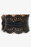 Alaïa Black Leather Wide Waist Buckle Waist Belt Size 75