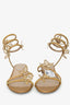 Rene Caovilla Gold-Tone Crystal Embellished Butterflies Sandals Size 38