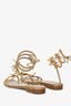 Rene Caovilla Gold-Tone Crystal Embellished Butterflies Sandals Size 38
