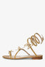 Rene Caovilla Gold-Tone Crystal Embellished Butterflies Sandals Size 38