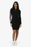 Pre-Loved Chanel™ Black Wool Blend Knit Quarter Zip Logo Long Sleeve Dress Size 36