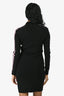 Pre-Loved Chanel™ Black Wool Blend Knit Quarter Zip Logo Long Sleeve Dress Size 36