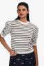 Frame White Navy Stripe Cashmere Short Sleeve Top Size S