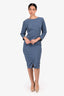 Max Mara Blue 3/4 Sleeve Midi Pencil Dress Size 6