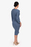 Max Mara Blue 3/4 Sleeve Midi Pencil Dress Size 6