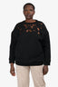 Valentino Black Cotton Floral Cutout Long Sleeve Crewneck Sweater Size M