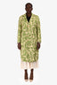Gucci 2016 Green/Cream Cotton Embroidered Single Breasted Coat Size 46