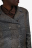 Pre-Loved Chanel™ 2007 Metallic Grey Wool Herringbone Double Breasted Jacket Size 44