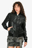 Saint Laurent 2016 Black Lambskin Crystal Detail Bomber Jacket Size 42