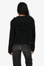 Celine Black Metallic Cotton/Wool Blend Tie Neck Hooded Cardigan Size 40