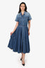 Christian Dior Denim Short Sleeve Pleated Dress Size 10