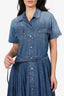 Christian Dior Denim Short Sleeve Pleated Dress Size 10