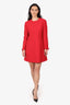 Valentino Red Wool Blow Long Sleeve Mini Dress Size 46