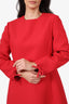 Valentino Red Wool Blow Long Sleeve Mini Dress Size 46