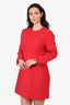 Valentino Red Wool Blow Long Sleeve Mini Dress Size 46