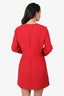 Valentino Red Wool Blow Long Sleeve Mini Dress Size 46