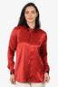 Saint Laurent Red/Black Satin Blouse Size 42