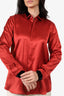 Saint Laurent Red/Black Satin Blouse Size 42