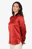 Saint Laurent Red/Black Satin Blouse Size 42