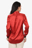 Saint Laurent Red/Black Satin Blouse Size 42