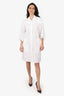 Hermes White Poplin Toggle Detail Dress Estimated Size M