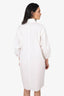 Hermes White Poplin Toggle Detail Dress Estimated Size M