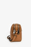Prada Caramel Leather 'Vitello Daino' Double Zip Crossbody Camera Bag with Strap