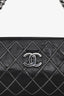 Pre-Loved Chanel™ 2004/05 Black Leather Chain Stitch Pochette Shoulder Bag