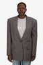 Stella McCartney Grey/Brown Wool Plaid Padded Shoulder Blazer Size 42