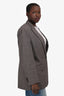 Stella McCartney Grey/Brown Wool Plaid Padded Shoulder Blazer Size 42