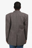 Stella McCartney Grey/Brown Wool Plaid Padded Shoulder Blazer Size 42