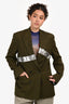 Vaquera Army Green Wool Silver Tape Padded Shoulder Blazer Estimated Size M