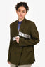 Vaquera Army Green Wool Silver Tape Padded Shoulder Blazer Estimated Size M