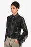 Saint Laurent Black Leather Fringe Jacket Size 40