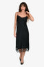 Simone Rocha Black Satin Lace Trimmed Slip Dress Size 8 UK