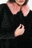Shrimps Black Velvet Pink Faux Fur Trim Coat Size 12