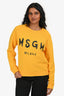 MSGM Yellow Cotton Crewneck Logo Sweatshirt Size S