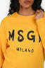 MSGM Yellow Cotton Crewneck Logo Sweatshirt Size S
