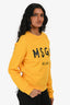 MSGM Yellow Cotton Crewneck Logo Sweatshirt Size S
